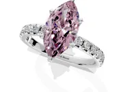 Solitaire Engagement Ring Setting for Fancy Pink Marquise Center with Large Accents and Prong Head in Platinum
