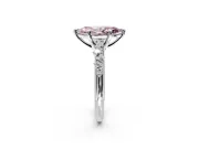 Solitaire Engagement Ring Setting for Fancy Pink Marquise Center with Trailing Leaf Accent Band and Prong Head in White Gold
