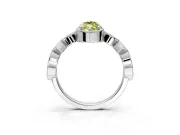 Milgrain Bezel Engagement Ring Setting for Fancy Yellow Marquise Center with Marquise Stations and Bezel Head in Sterling Silver