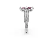 Solitaire Engagement Ring Setting for Fancy Pink Marquise Center with Accented Split Shank and Prong Head in Platinum