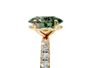 Solitaire Engagement Ring Setting for Fancy Green Oval Center with Micro Pave Band and Prong Head in Yellow Gold