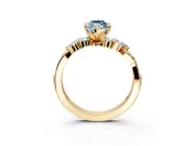 Solitaire Engagement Ring Setting for Fancy Blue Marquise Center with Marquise Accent Twist Band and Prong Head in Yellow Gold