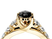 Solitaire Engagement Ring Setting for Fancy Black Pear-Shaped Center with Graduated Shared Prongs and Prong Head in Yellow Gold