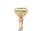 Solitaire Engagement Ring Setting for Fancy Yellow Princess Cut Center with Bezel Station Band and Prong Head in Rose Gold