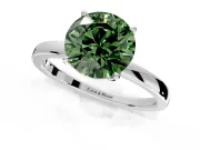 Solitaire Engagement Ring Setting for Fancy Green Round Cut Center with Thin Rounded Plain Band and Prong Head in Platinum