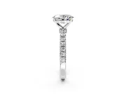 Open Basket Engagement Ring Setting for Oval Center with Pave Band and Prong Head in Sterling Silver