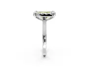 Single Halo Engagement Ring Setting for Fancy Yellow Radiant Cut Center with Corner Claws, Plain Band and Prong Head in Platinum