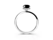 Hidden Halo Engagement Ring Setting for Fancy Black Oval Center with Plain Band and Tall Prong Head in Sterling Silver