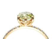Solitaire Engagement Ring Setting for Fancy Yellow Marquise Center with Pave Accents and Prong Head in Yellow Gold