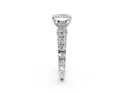 Solitaire Engagement Ring Setting for Radiant Cut Center with Pave Cathedral Shoulders and Prong Head in Platinum