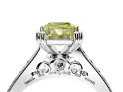Solitaire Engagement Ring Setting for Fancy Yellow Radiant Cut Center with Channel Band and Double Claw Prong Head in Platinum