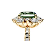Floral Halo Engagement Ring Setting for Fancy Green Asscher Cut Center with Pave Accents and Prong Head in Yellow Gold