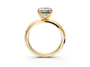 Solitaire Engagement Ring Setting for Princess Cut Center with Wide Knife Ridge Band and Prong Head in Yellow Gold