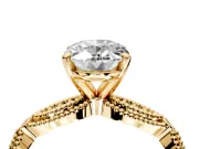 Solitaire Engagement Ring Setting for Oval Center with Marquise Panel Band and Prong Head in Yellow Gold