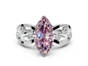 Solitaire Engagement Ring Setting for Fancy Pink Marquise Center with Criss-Cross Accent Band and Prong Head in White Gold