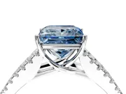 Solitaire Engagement Ring Setting for Fancy Blue Princess Cut Center with Pave Split Shank and Prong Head in Sterling Silver