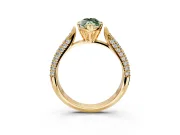 Solitaire Engagement Ring Setting for Fancy Green Marquise Center with Multi-Row Accents and Prong Head in Yellow Gold