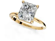 Minimalist Solitaire Engagement Ring Setting for Radiant Cut Center with Thin Band and Prong Head in Yellow Gold