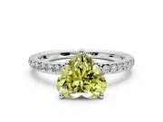 Solitaire Engagement Ring Setting for Fancy Yellow Heart-Shaped Center with Fine Pave Band and Prong Head in Platinum