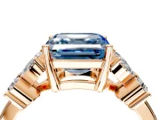Floral Engagement Ring Setting for Fancy Blue Princess Cut Center with Marquise Cluster Shoulders and Prong Head in Rose Gold