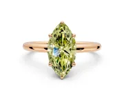 Hidden Halo Engagement Ring Setting for Fancy Yellow Marquise Center with Thin Rounded Band and Prong Head in Rose Gold