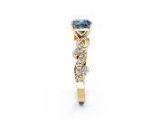 Solitaire Engagement Ring Setting for Fancy Blue Cushion Cut Center with Bar-Station Pave Twist and Prong Head in Yellow Gold