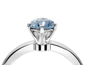 Solitaire Engagement Ring Setting for Fancy Blue Pear-Shaped Center with Plain Band and Tulip Prong Head in Sterling Silver