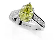 Solitaire Engagement Ring Setting for Fancy Yellow Pear-Shaped Center with Channel Band and Double Claw Prong Head in Sterling Silver