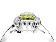 Starburst Halo Engagement Ring Setting for Fancy Yellow Emerald Cut Center with Flat Cathedral Band and Prong Head in Sterling Silver