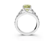 Solitaire Engagement Ring Setting for Fancy Yellow Princess Cut Center with Graduated Shared Prongs and Prong Head in Sterling Silver