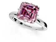 Solitaire Engagement Ring Setting for Fancy Pink Asscher Cut Center with Plain Band and Tulip Prong Head in Sterling Silver