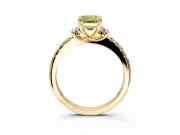 Paired Accent Engagement Ring Setting for Fancy Yellow Emerald Cut Center with Pave Band and Prong Head in Yellow Gold