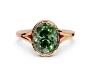 Solitaire Engagement Ring Setting for Fancy Green Oval Center with V Split Shank and Bezel Head in Rose Gold
