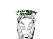 Halo Engagement Ring Setting for Fancy Green Pear-Shaped Center with Rope Twist Split Shank and Prong Head in Platinum