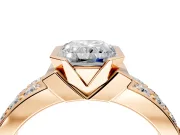 Bezel Engagement Ring Setting for Radiant Cut Center with Wide Channel-Set Band and Bezel Head in Rose Gold