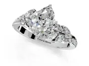 Solitaire Engagement Ring Setting for Pear-Shaped Center with Marquise Accent Twist Band and Prong Head in Sterling Silver