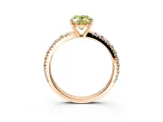 Solitaire Engagement Ring Setting for Fancy Yellow Oval Center with Large Accent Band and Prong Head in Rose Gold