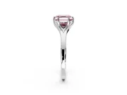 Solitaire Engagement Ring Setting for Fancy Pink Asscher Cut Center with Plain Split Shank and Prong Head in Platinum
