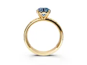 Solitaire Engagement Ring Setting for Fancy Blue Round Cut Center with Scrollwork Band and Prong Head in Yellow Gold