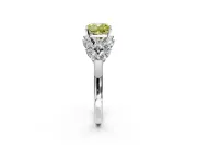 Leaf Cluster Engagement Ring Setting for Fancy Yellow Cushion Cut Center with Marquise Accents and Prong Head in White Gold