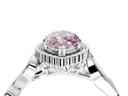 Halo Engagement Ring Setting for Fancy Pink Marquise Center with Leaf Motif Split Shank and Prong Head in Platinum