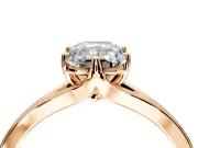 Solitaire Engagement Ring Setting for Emerald Cut Center with Plain Split Shank and Prong Head in Rose Gold
