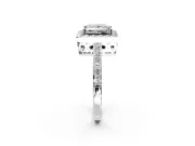 Halo Engagement Ring Setting for Princess Cut Center with Heart-Shaped Openwork, Pave Band and Prong Head in Sterling Silver