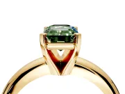 Solitaire Engagement Ring Setting for Fancy Green Emerald Cut Center with Wire Band and Prong Head in Yellow Gold