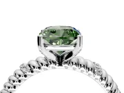 Rope Engagement Ring Setting for Fancy Green Cushion Cut Center with Accent Shoulders and Prong Head in Platinum