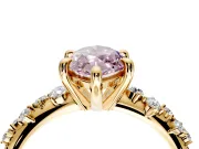 Solitaire Engagement Ring Setting for Fancy Pink Marquise Center with Trailing Leaf Accent Band and Prong Head in Yellow Gold