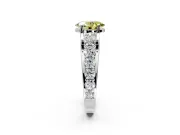 Solitaire Engagement Ring Setting for Fancy Yellow Oval Center with Graduated Shared Prongs and Prong Head in Platinum