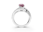 Halo Engagement Ring Setting for Fancy Pink Radiant Cut Center with Marquise and Pave Bypass Band and Prong Head in White Gold