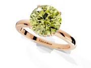 Solitaire Engagement Ring Setting for Fancy Yellow Round Cut Center with Fine Wire Band and Prong Head in Rose Gold