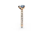 Solitaire Engagement Ring Setting for Fancy Blue Heart-Shaped Center with Fine Pave Band and Claw Prong Head in Rose Gold